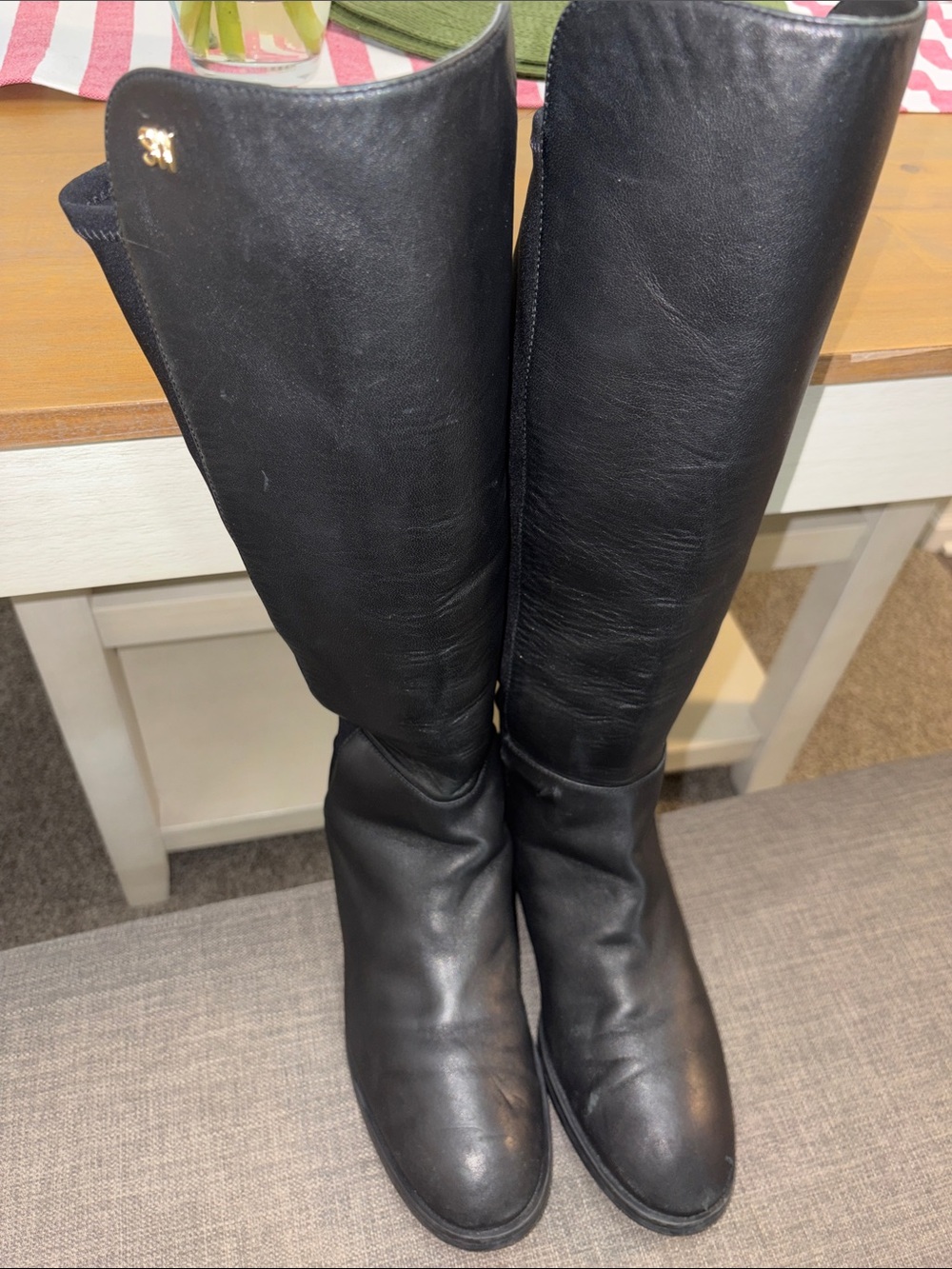 Stuart Weitzman Black Over-The-Knee Leather Riding Boots